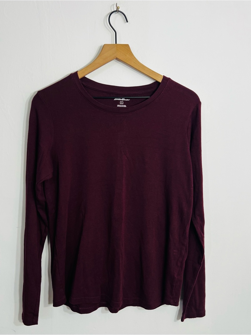 Eddie Bauer Deep Burgundy Pullover Long Sleeve Casual Stretch Top Size Large